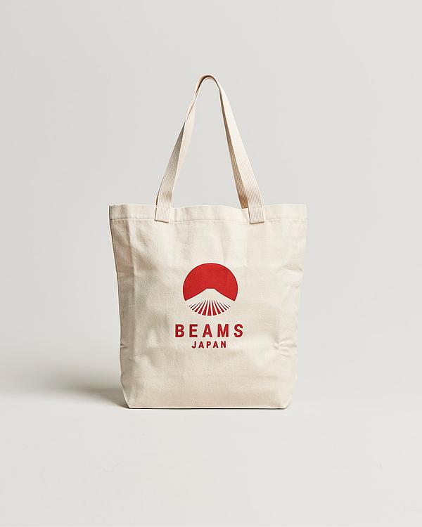Print white tote bag from Beams Japan