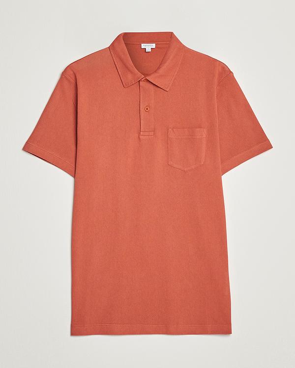 Red short sleeve polo shirt from Sunspel