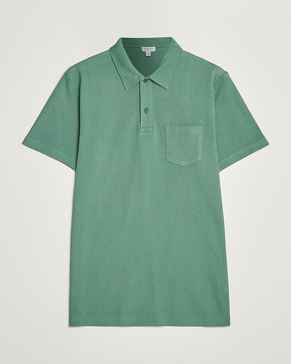 Teal short sleeve polo shirt from Sunspel