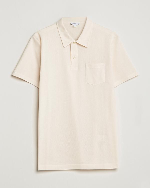 White short sleeve polo shirt from Sunspel
