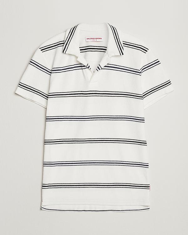 Striped white short sleeve polo shirt from Orlebar Brown