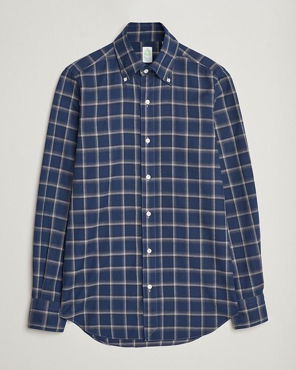 Checkered dark blue flannel shirt from Finamore Napoli