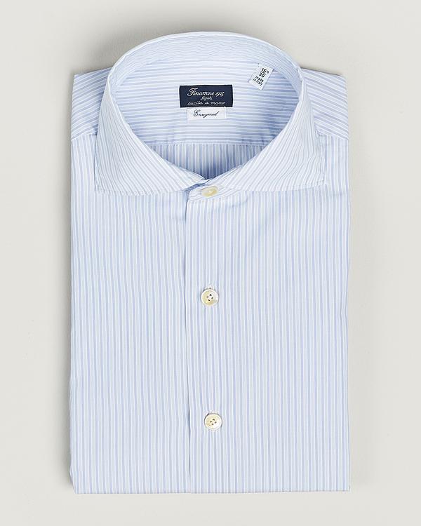 Striped light blue business shirt from Finamore Napoli
