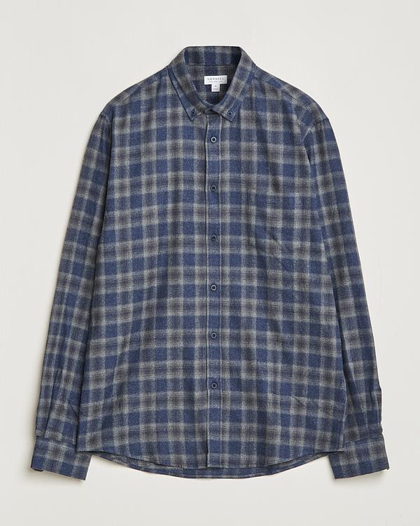 Checkered dark grey flannel shirt from Sunspel