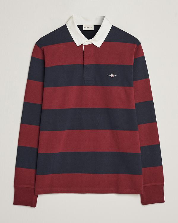 Striped dark red long sleeve polo shirt from Gant