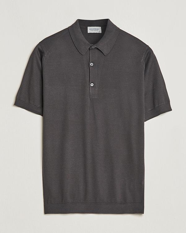 Dark brown short sleeve polo shirt from John Smedley