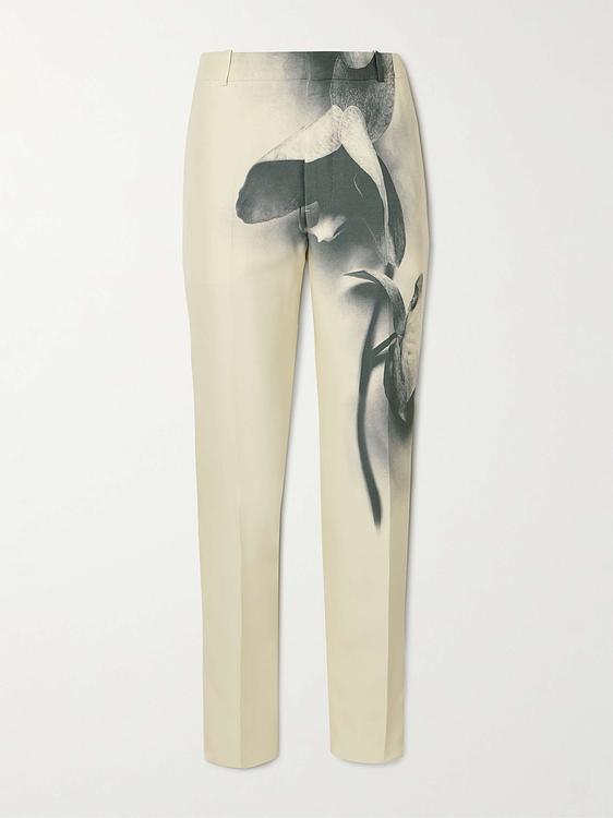 Print beige formal trousers from Alexander Mcqueen