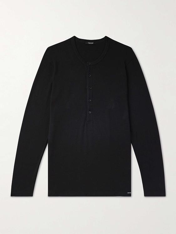 Black henley shirt from Tom Ford