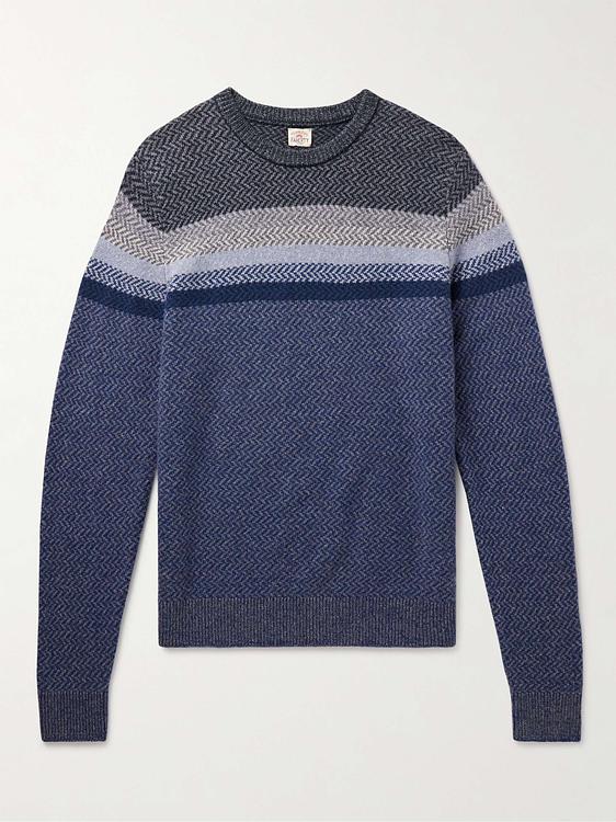 Striped dark blue sweater from Faherty