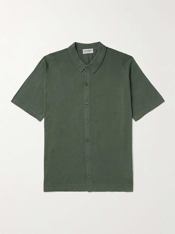 Dark green short sleeve polo shirt from John Smedley