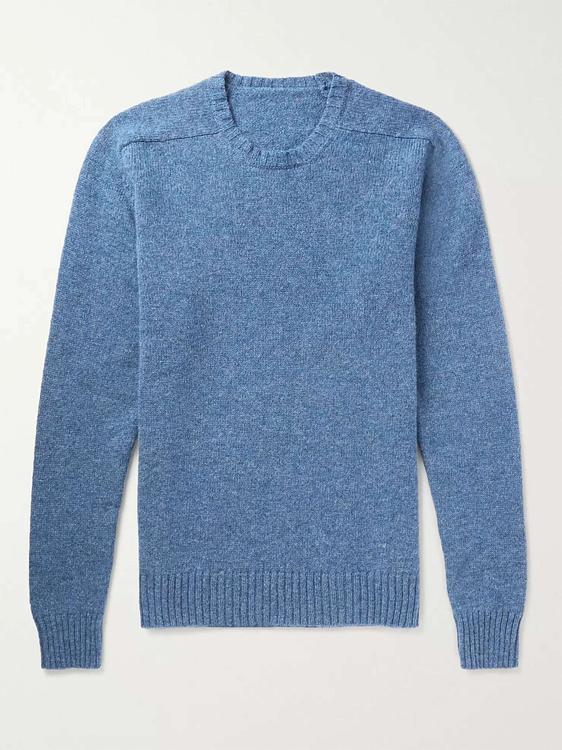 Blue sweater from Anderson & Sheppard