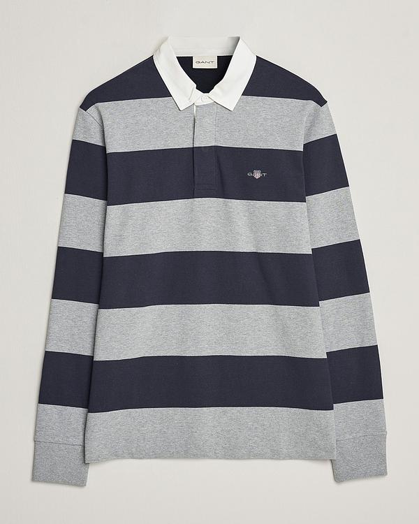 Striped grey long sleeve polo shirt from Gant