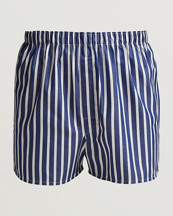 Striped dark blue boxer shorts from Sunspel