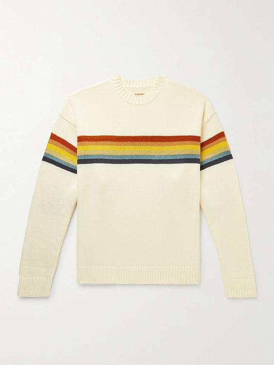 Striped white sweater from Kapital
