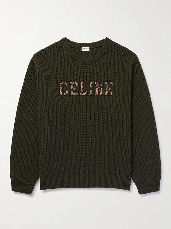 Print dark green sweatshirt from Celine Homme