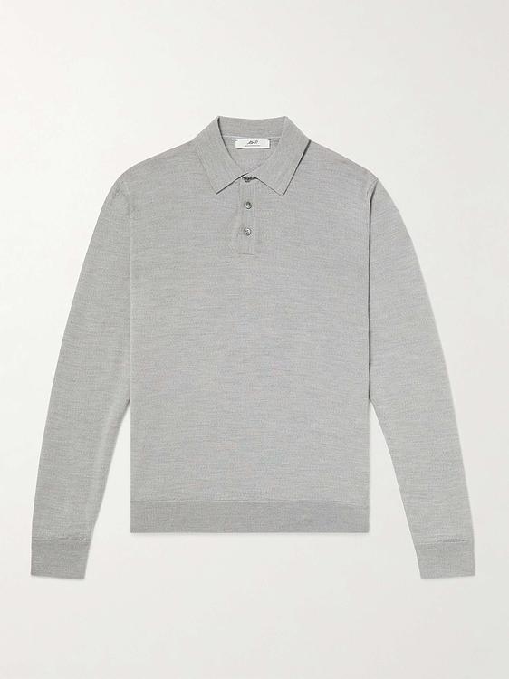 Grey long sleeve polo shirt from Mr P.