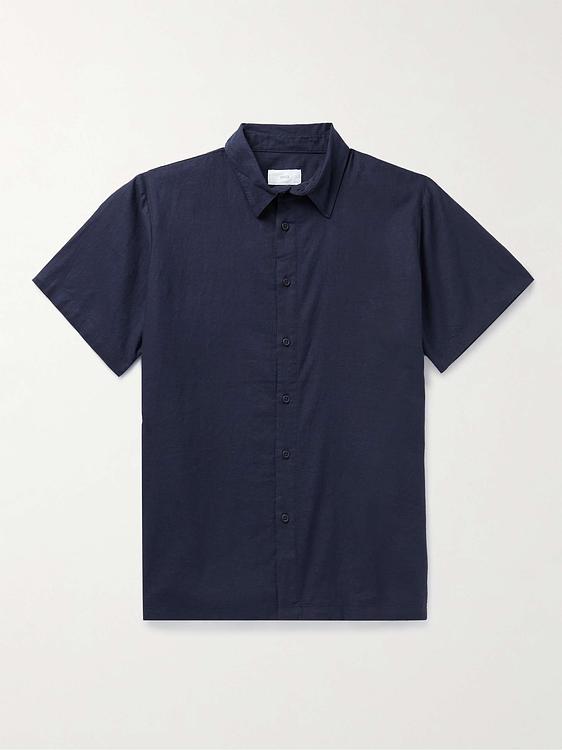 Dark blue short sleeve polo shirt from Onia