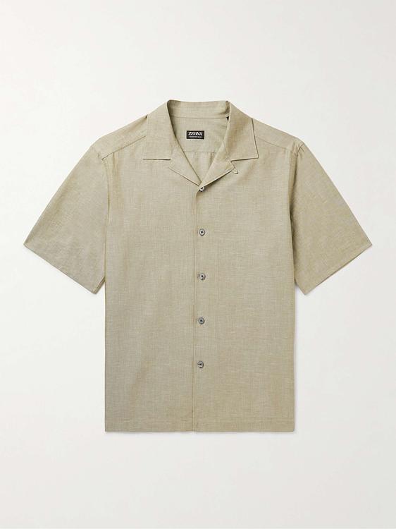 Taupe short sleeve shirt from Zegna