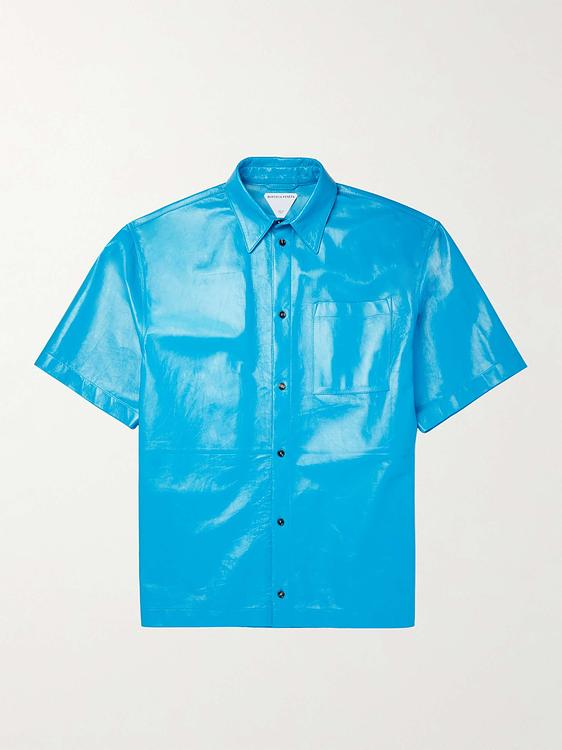 Blue short sleeve shirt from Bottega Veneta