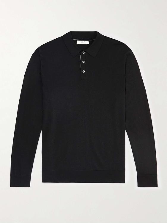 Black long sleeve polo shirt from Mr P.