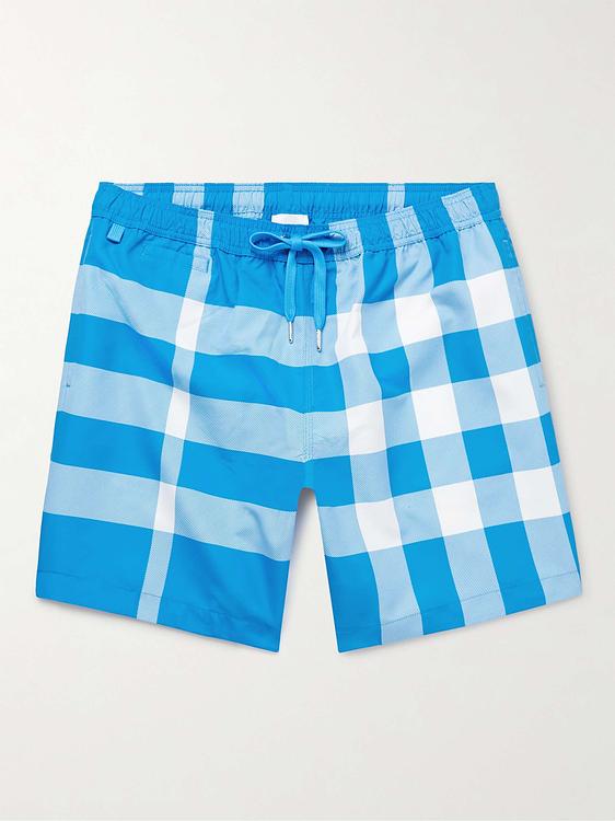 Checkered blue swim shorts from Burberry