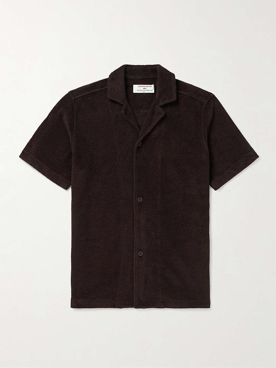 Dark brown short sleeve polo shirt from Orlebar Brown