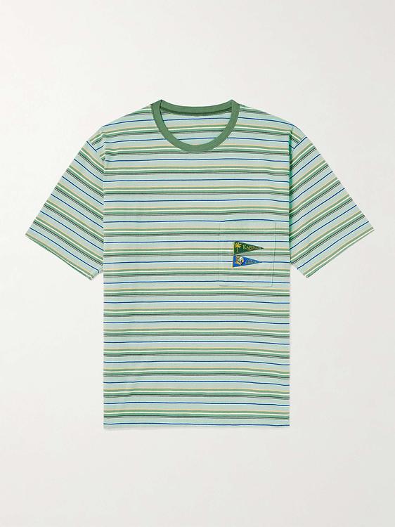 Striped light green t-shirt from Kapital