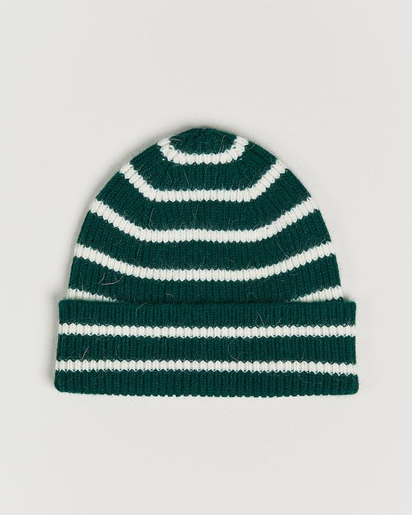 Striped dark green beanie from Le Bonnet