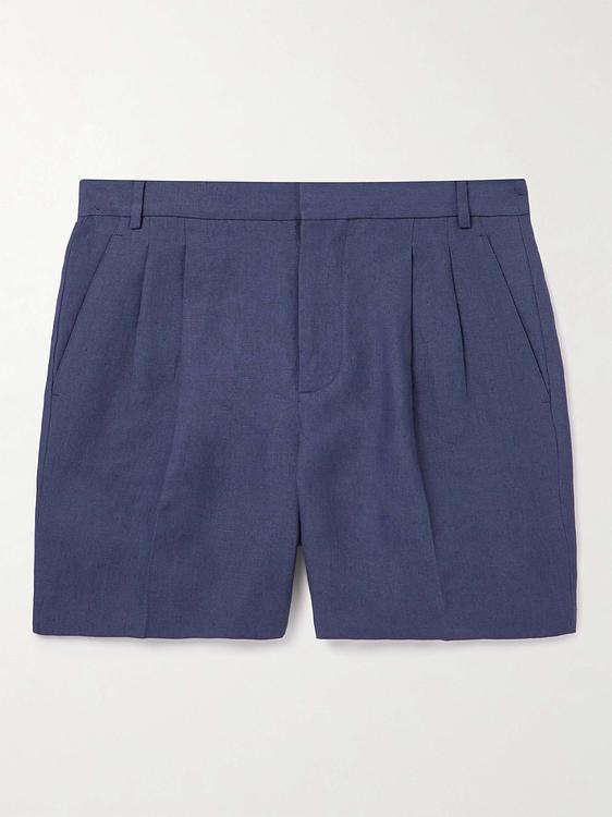 Blue linen shorts from Loro Piana