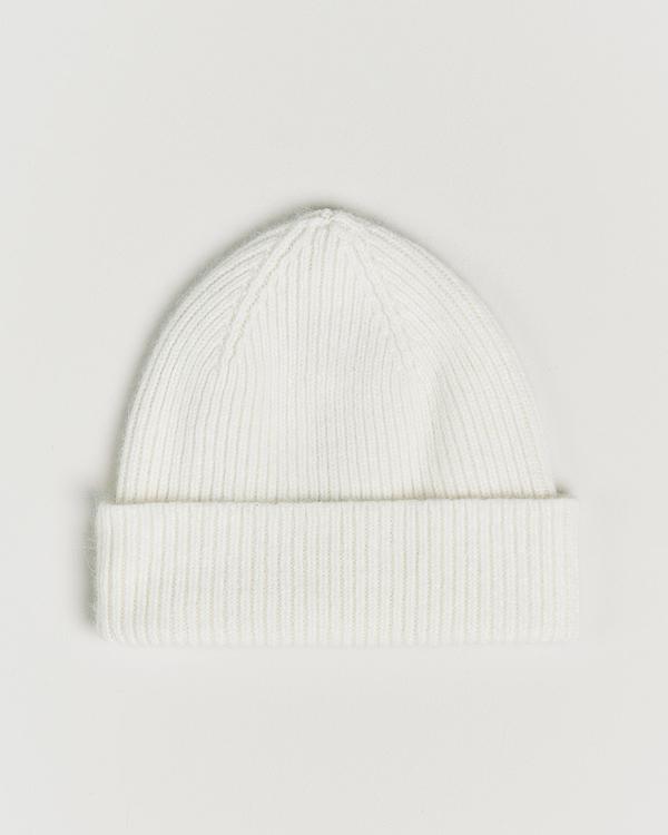 White beanie from Le Bonnet