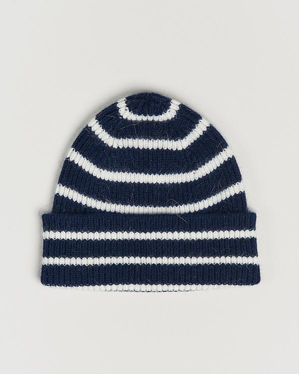 Striped dark blue beanie from Le Bonnet