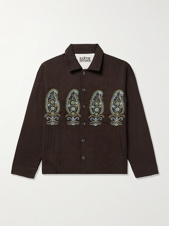 Print dark brown casual jacket from Kartik Research