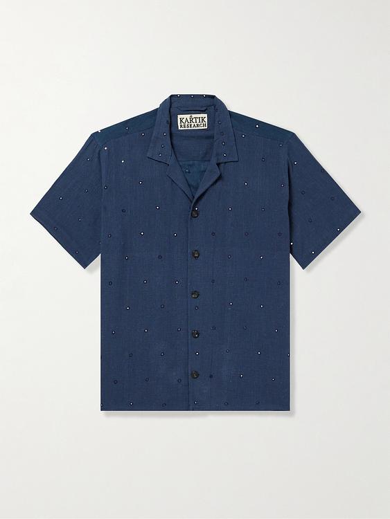 Dark blue short sleeve shirt from Kartik Research