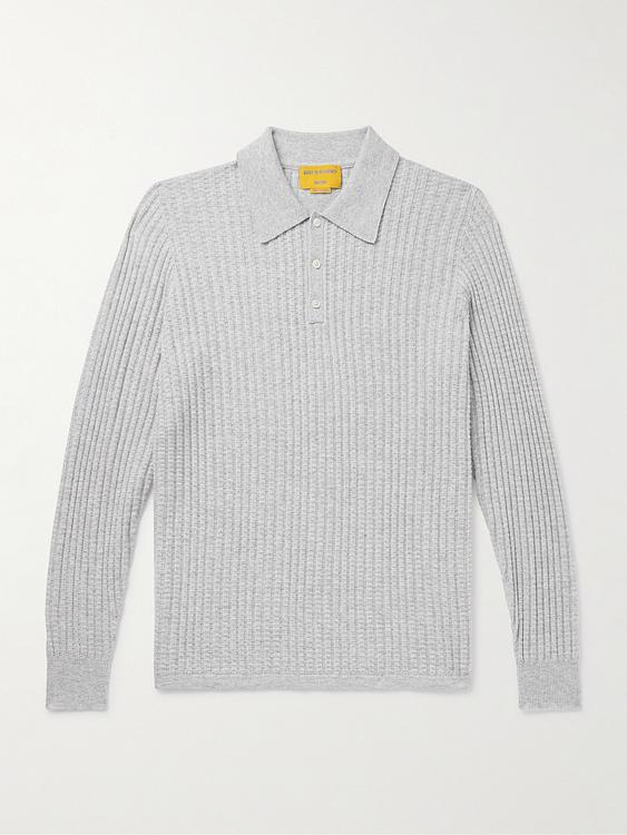 Grey long sleeve polo shirt from Guest In Residence