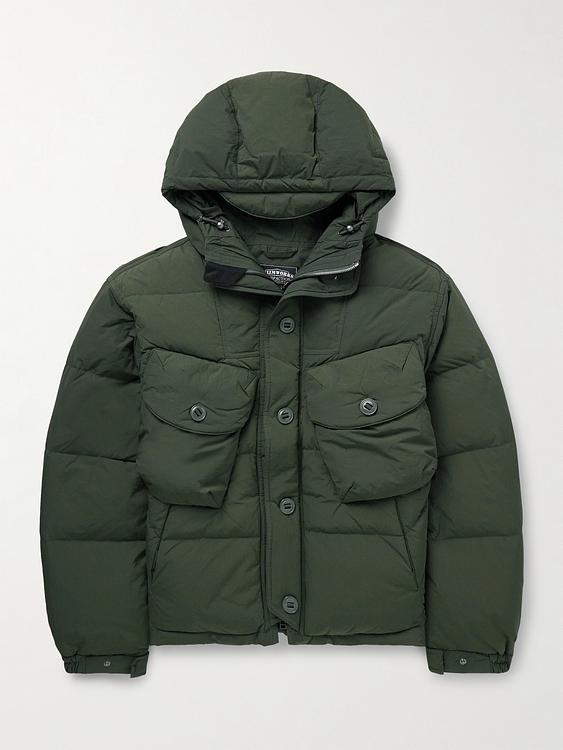 Dark green down jacket from FrizmWORKS