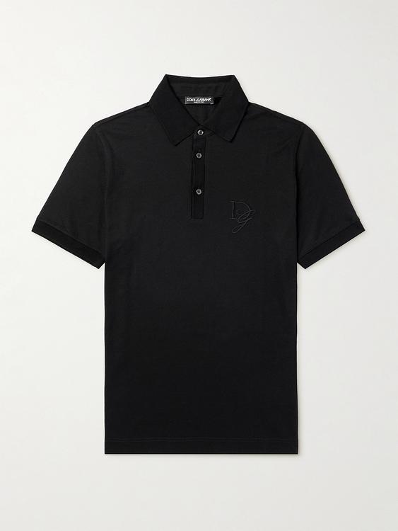 Black short sleeve polo shirt from Dolce&Gabbana