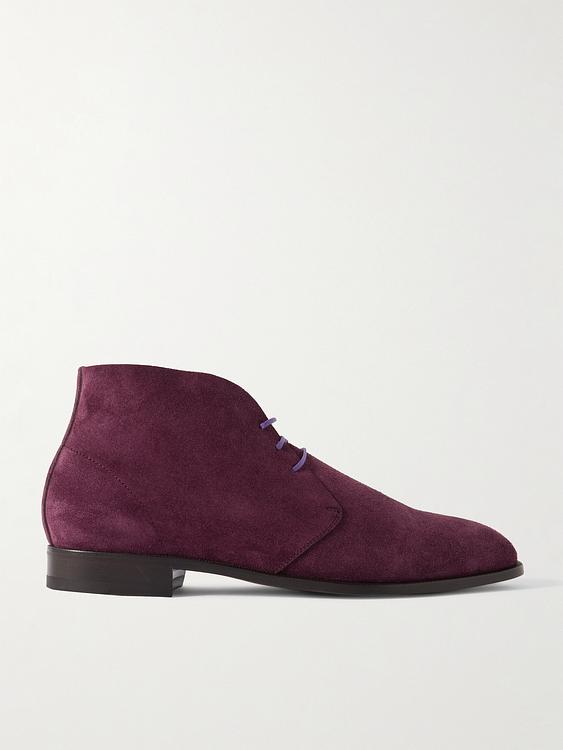 Purple chukka boots from Manolo Blahnik