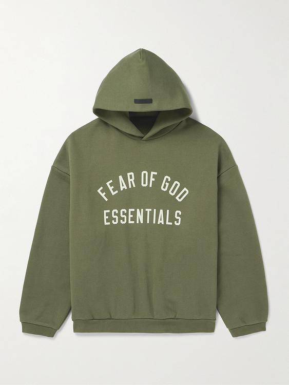 Print green hooded sweatshirt from Fear Of God Essentials