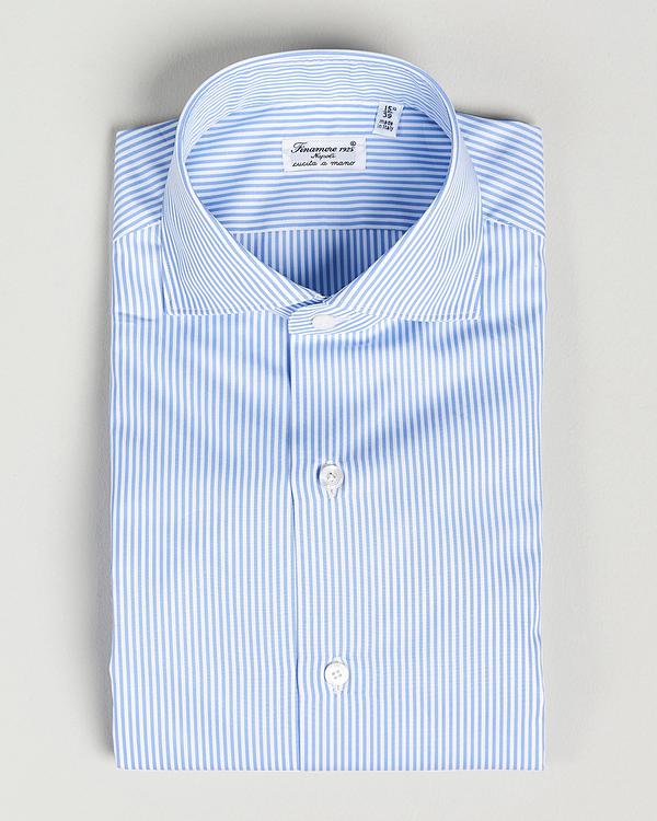 Striped light blue business shirt from Finamore Napoli