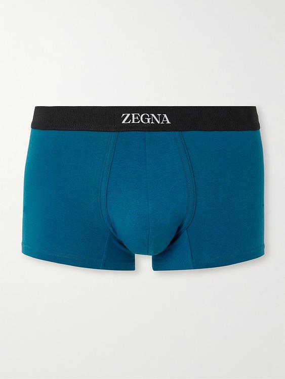 Print dark blue boxer briefs from Zegna