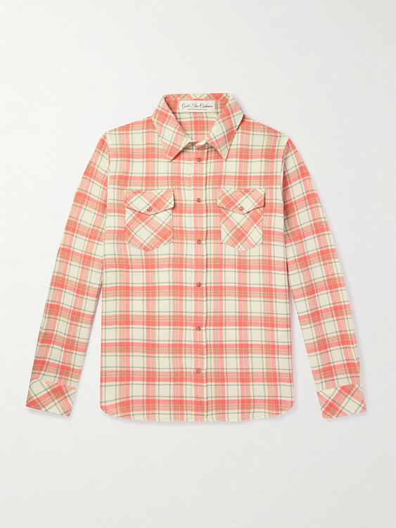 Checkered peach casual shirt from God's True Cashmere