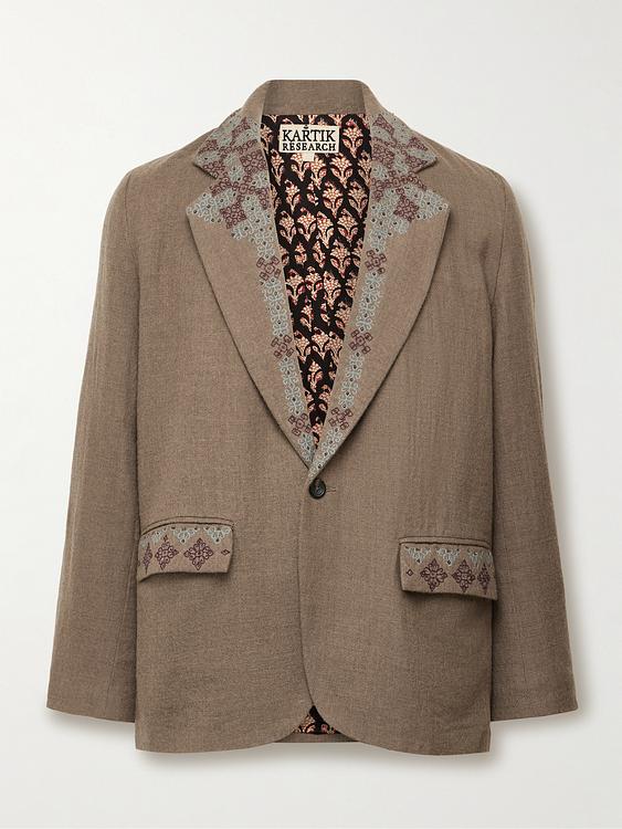 Taupe suit jacket from Kartik Research