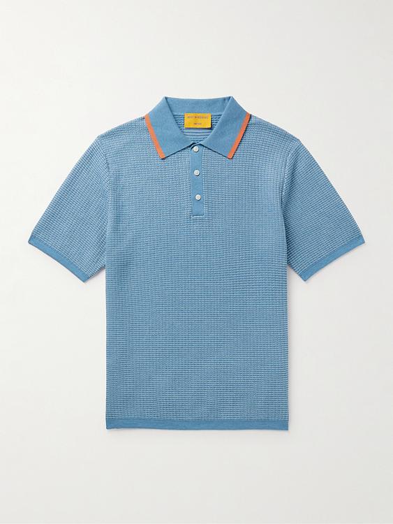 Blue short sleeve polo shirt from Guest In Residence