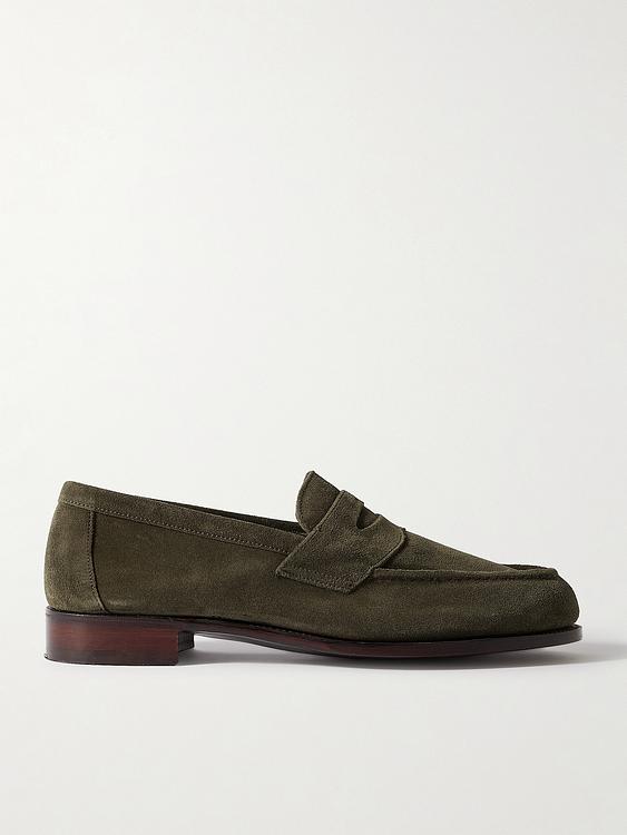 Dark green loafers from George Cleverley