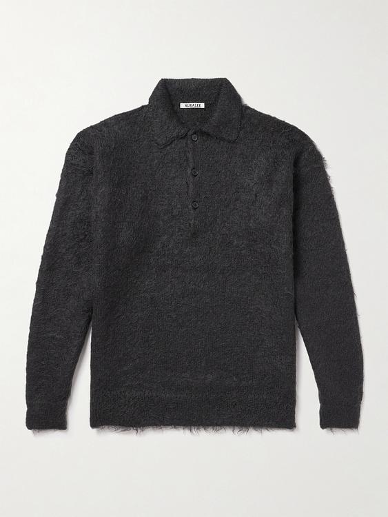 Black long sleeve polo shirt from Auralee