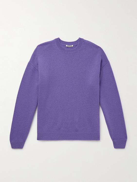 Purple cashmere sweater from Auralee