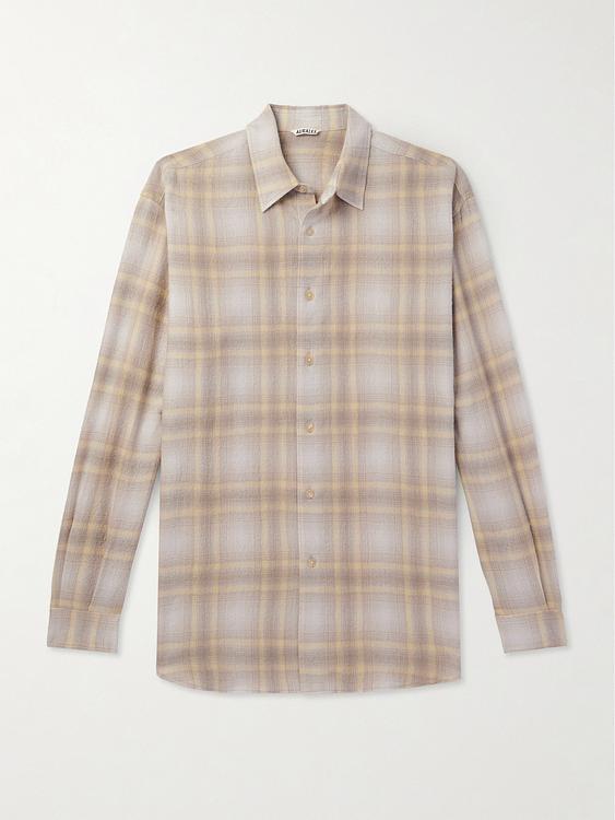 Checkered beige flannel shirt from Auralee