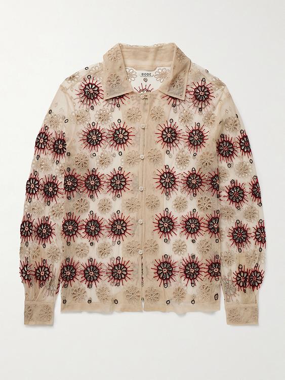 Beige fleece jacket from Bode