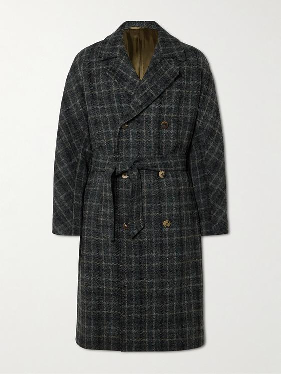 Checkered black coat from De Bonne Facture
