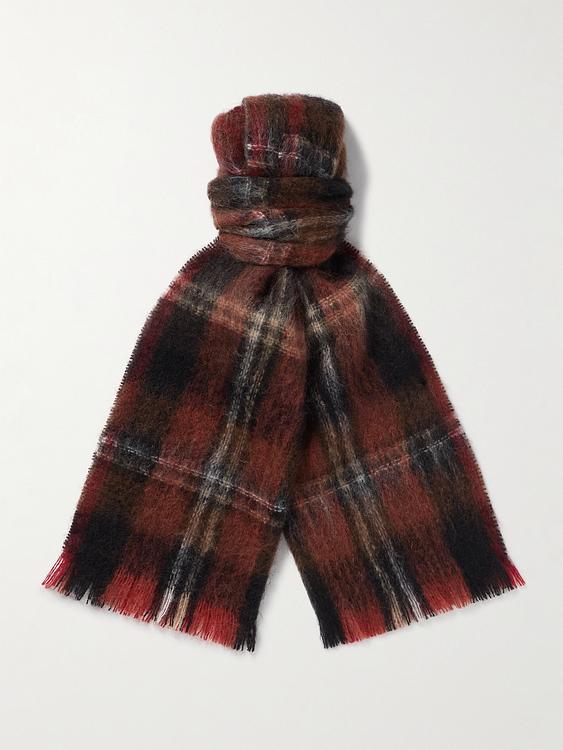 Checkered dark brown scarve from De Bonne Facture